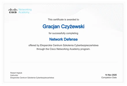 Certyfikat Network Defense